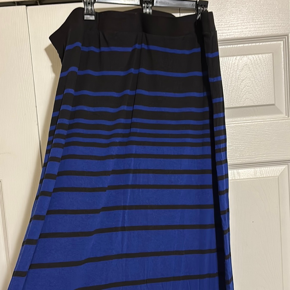 Apt. 9 Black and Blue Striped A-Line Skirt